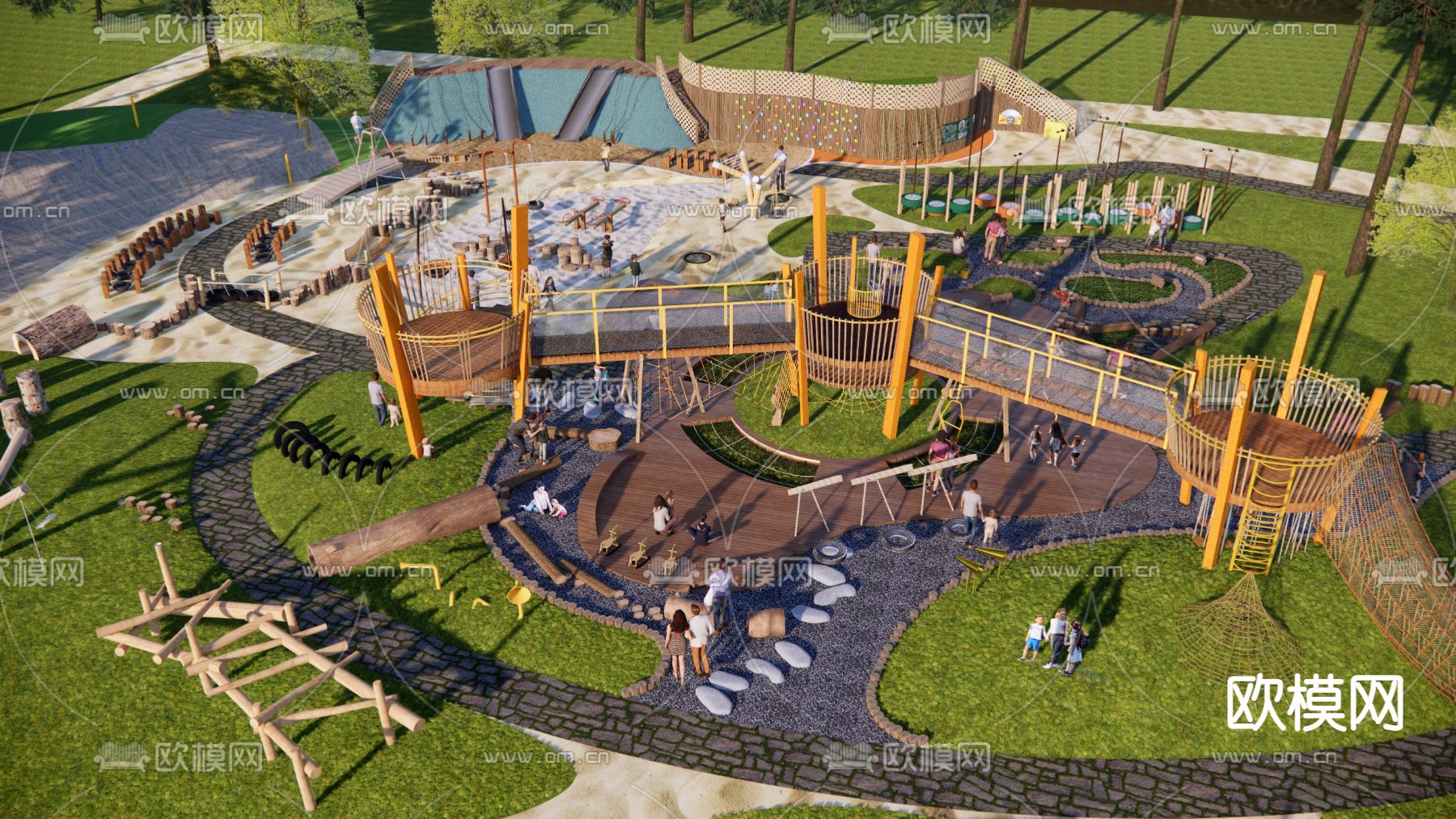 儿童游乐园su模型下载（渲染图1）