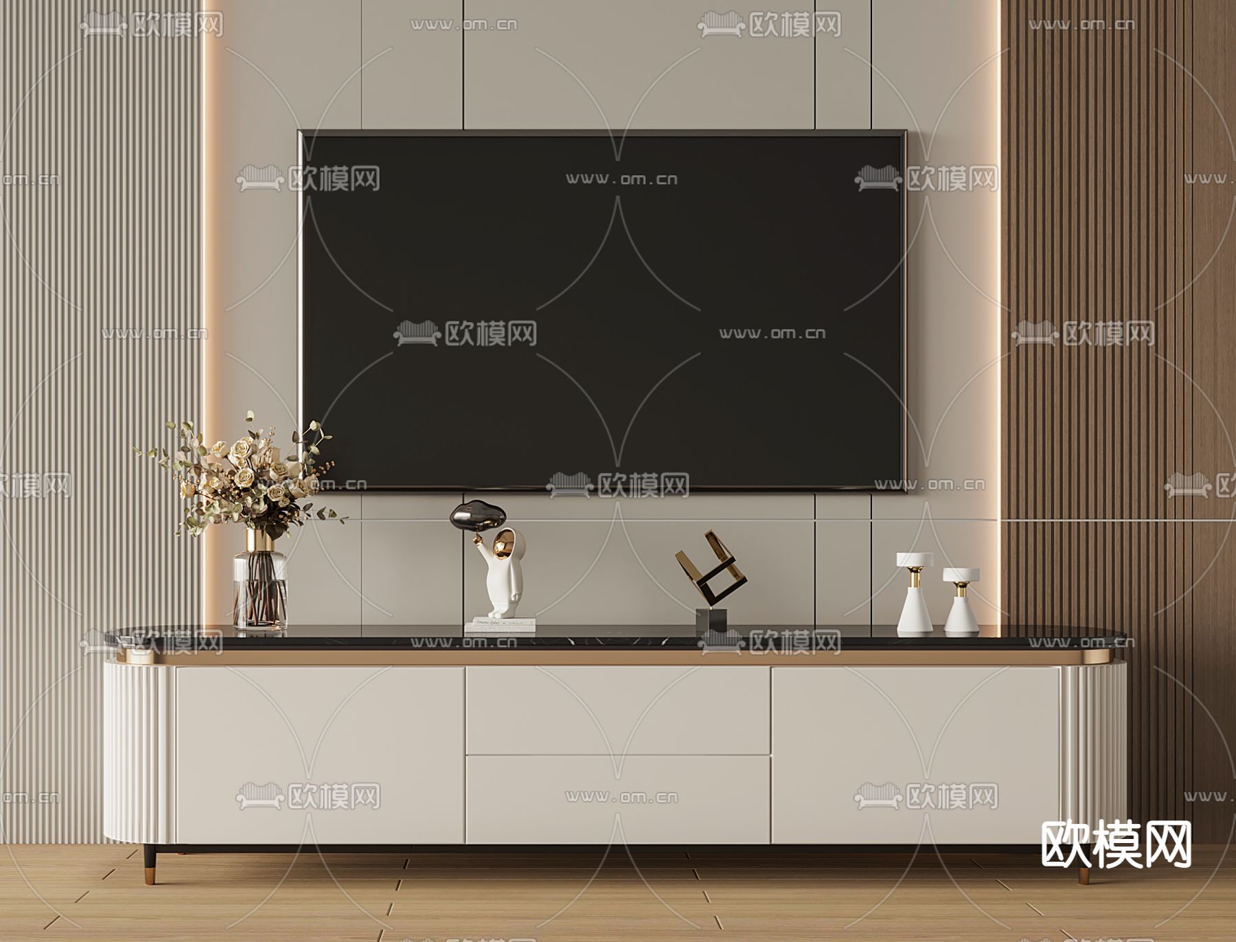 轻奢电视柜3d模型下载