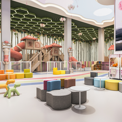  现代儿童游乐场su模型 