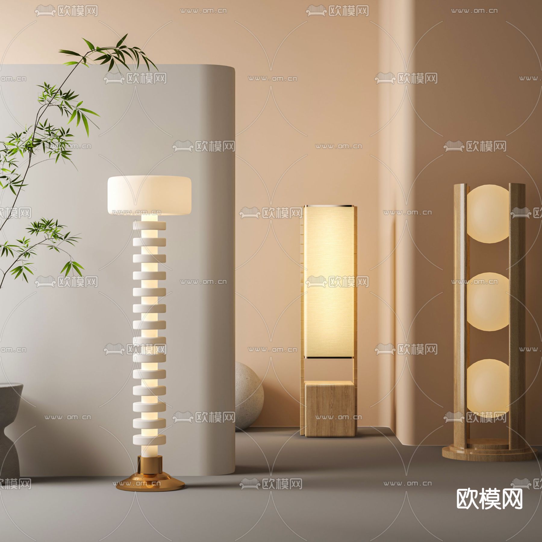 侘寂落地灯3d模型下载