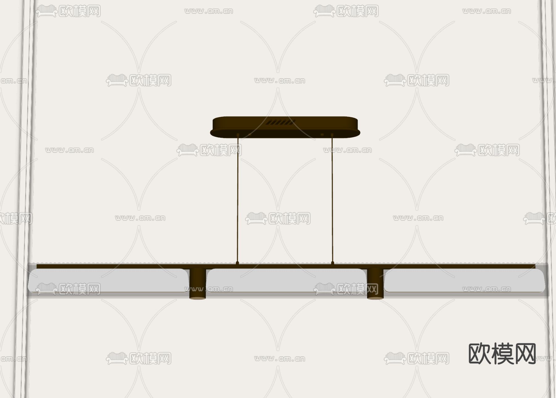 一字艺术吊灯su模型下载（渲染图2）