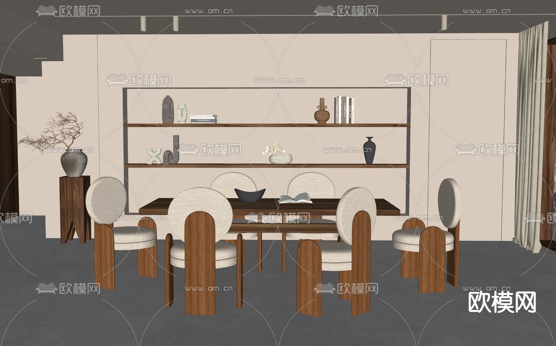 侘寂餐厅su模型下载（渲染图2）