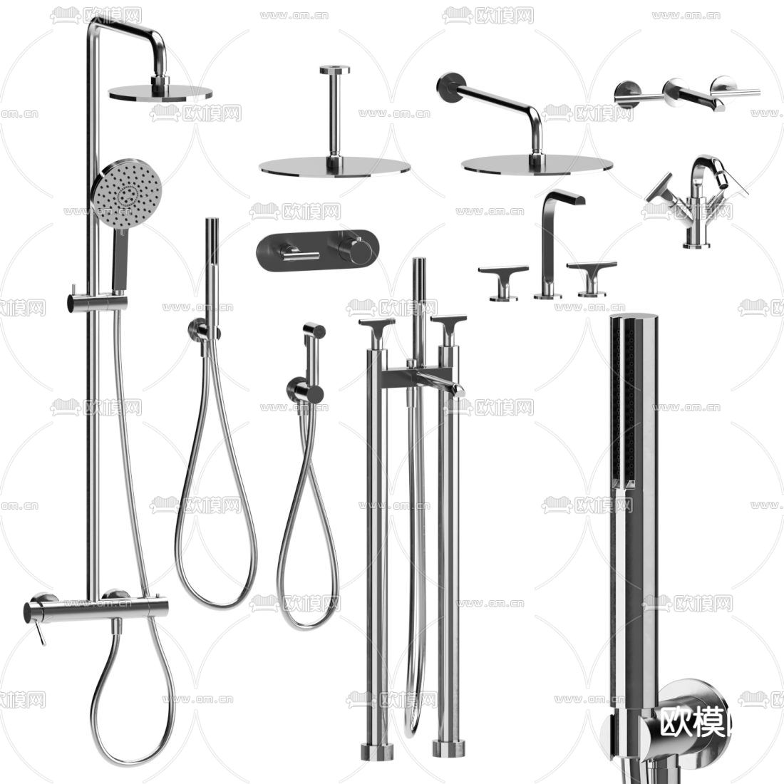 淋浴花洒 水龙头3d模型下载（渲染图3）