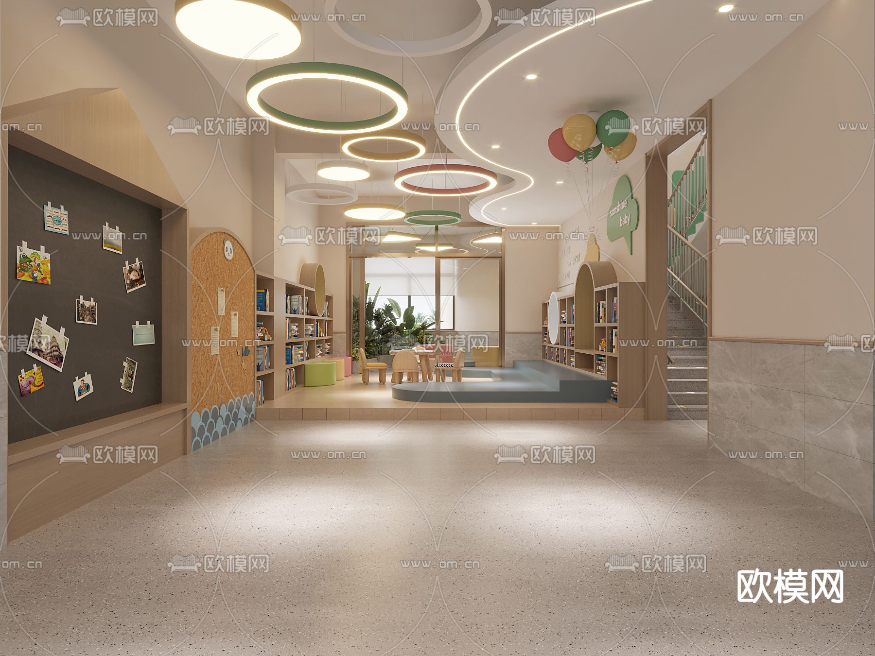 现代幼儿园3d模型下载（渲染图3）
