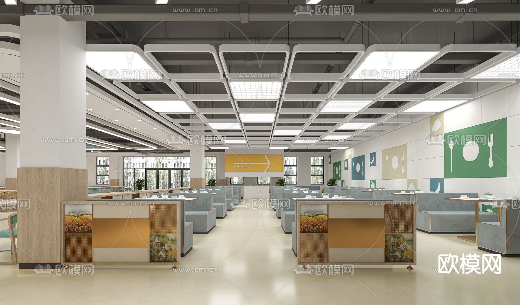 员工餐厅 食堂3d模型下载（渲染图4）