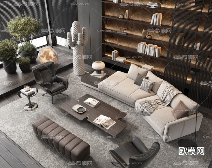 Minotti 组合沙发3d模型下载(渲染图2)