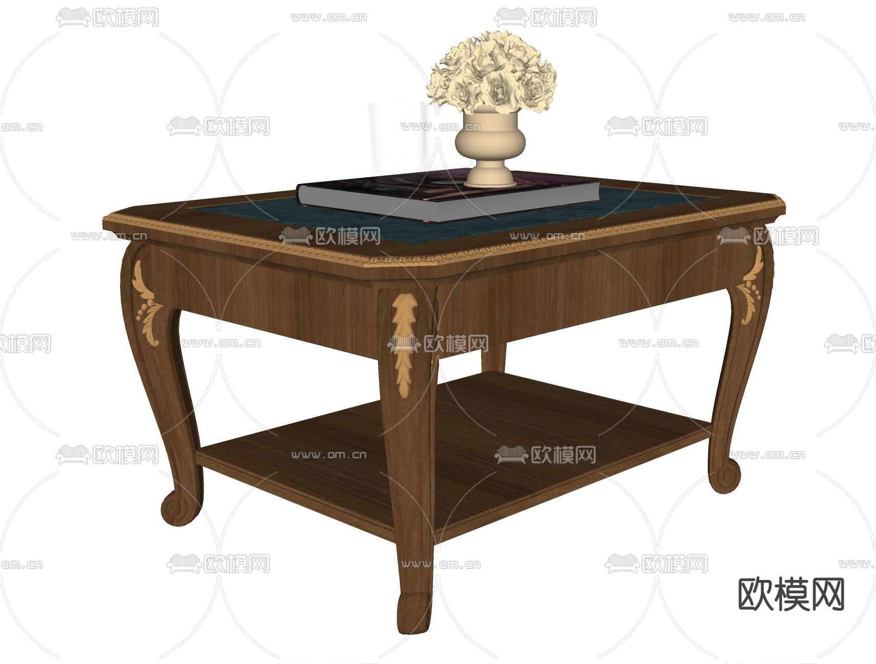 欧式实木茶几su模型下载（渲染图2）