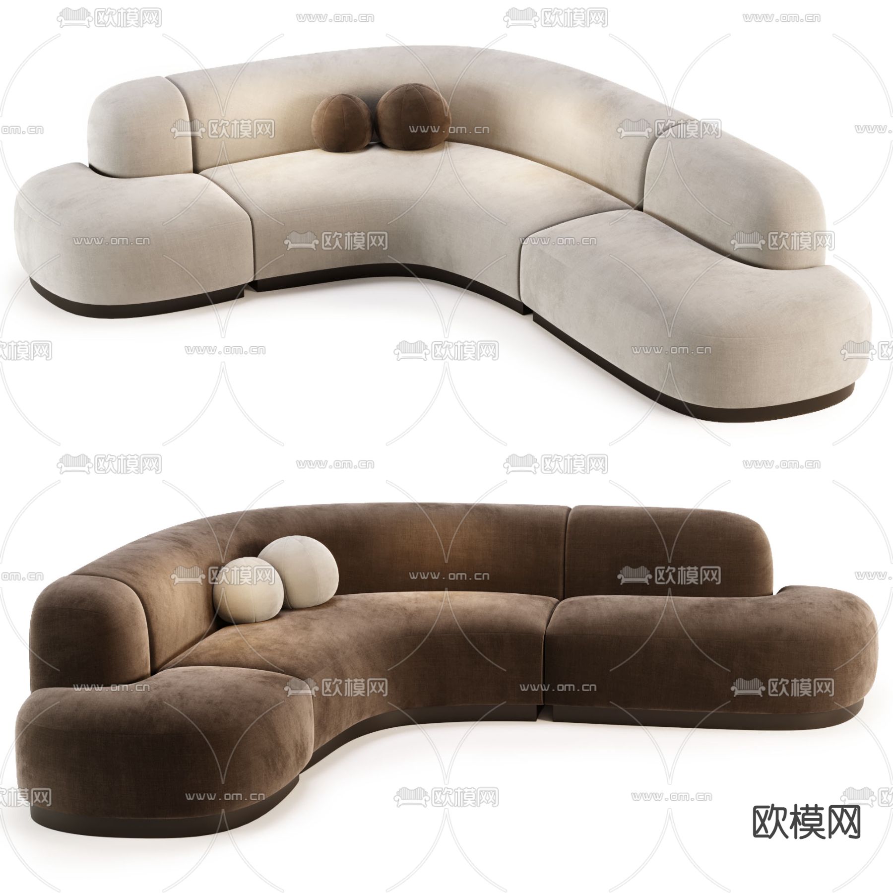 现代弧形沙发3d模型下载_ID13044191_3dmax免费模型-欧模网