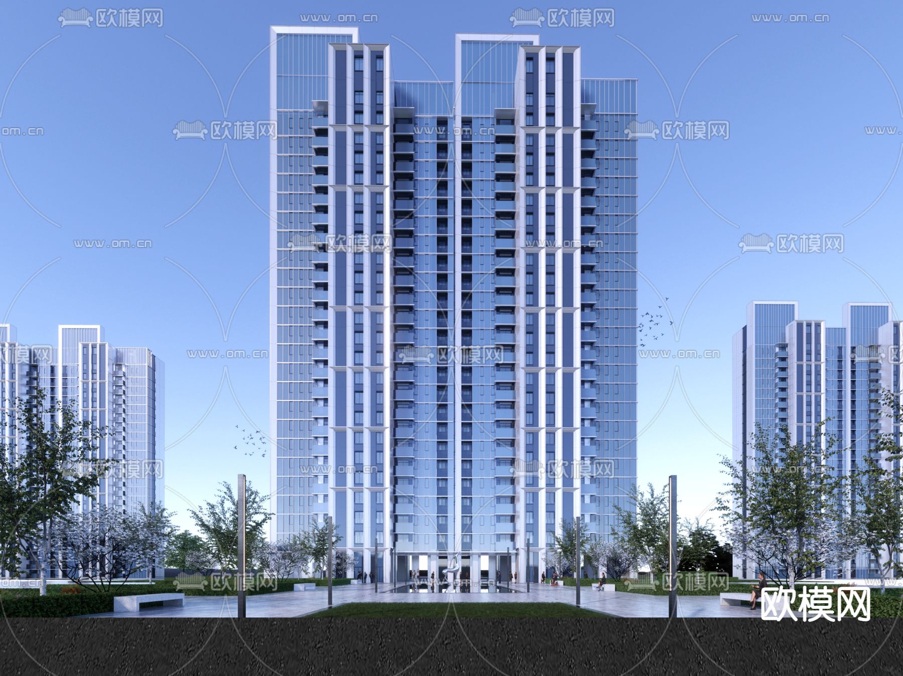 现代高层办公楼su模型