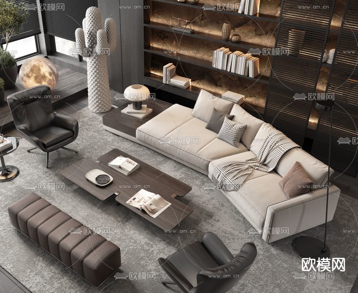 Minotti 组合沙发3d模型下载(渲染图1)