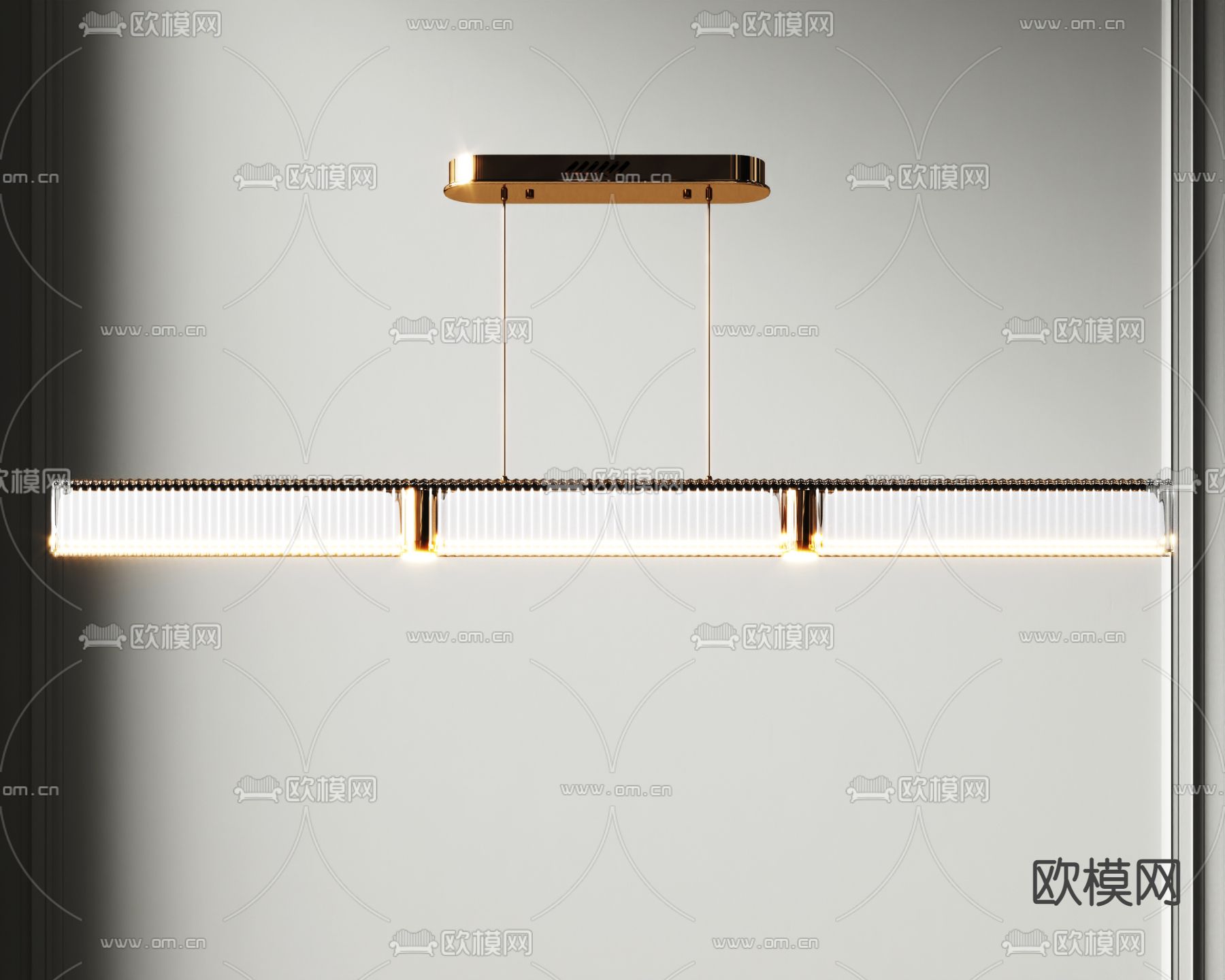 一字艺术吊灯su模型下载（渲染图1）