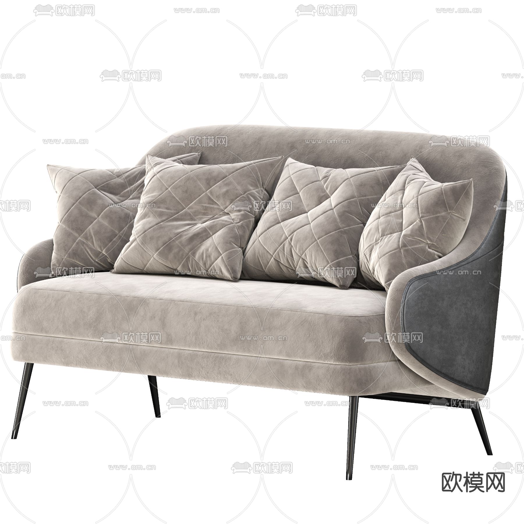 简欧双人沙发3d模型下载（渲染图3）