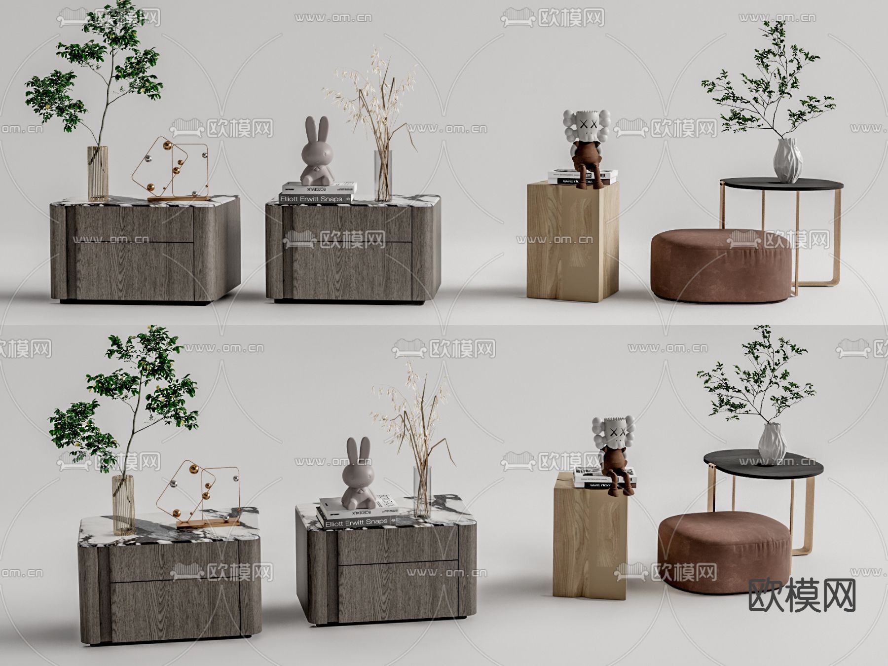 现代床头柜3d模型下载