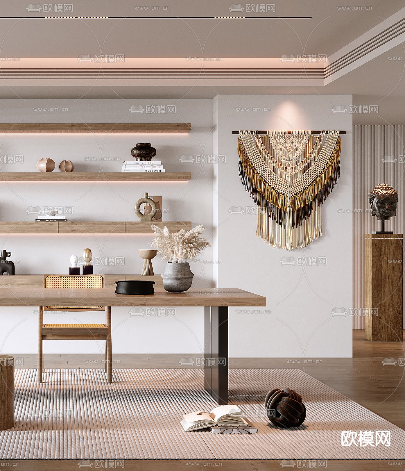 现代书房3d模型下载（渲染图2）