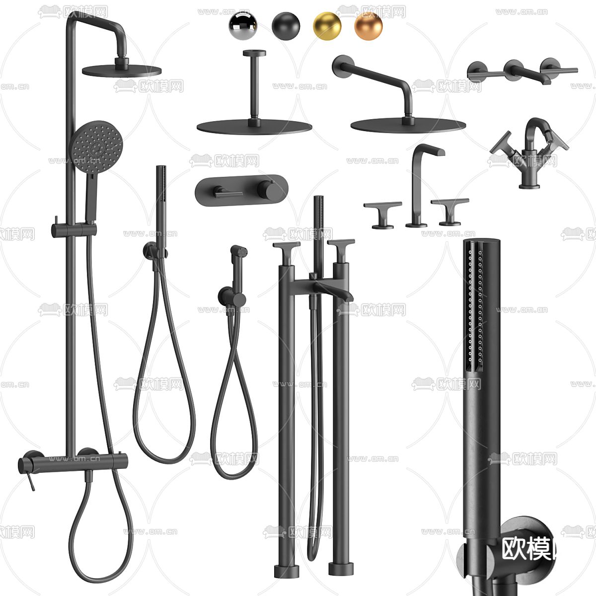 淋浴花洒 水龙头3d模型下载（渲染图1）