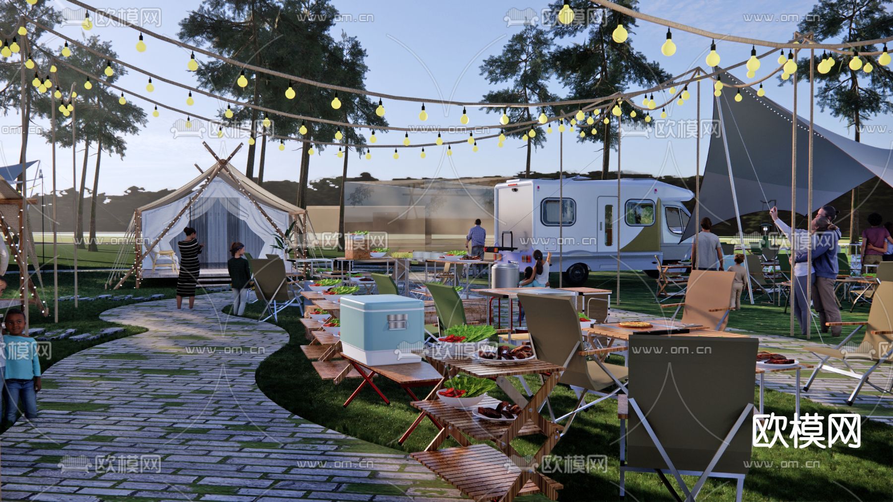 现代露营公园景观su模型下载（渲染图2）