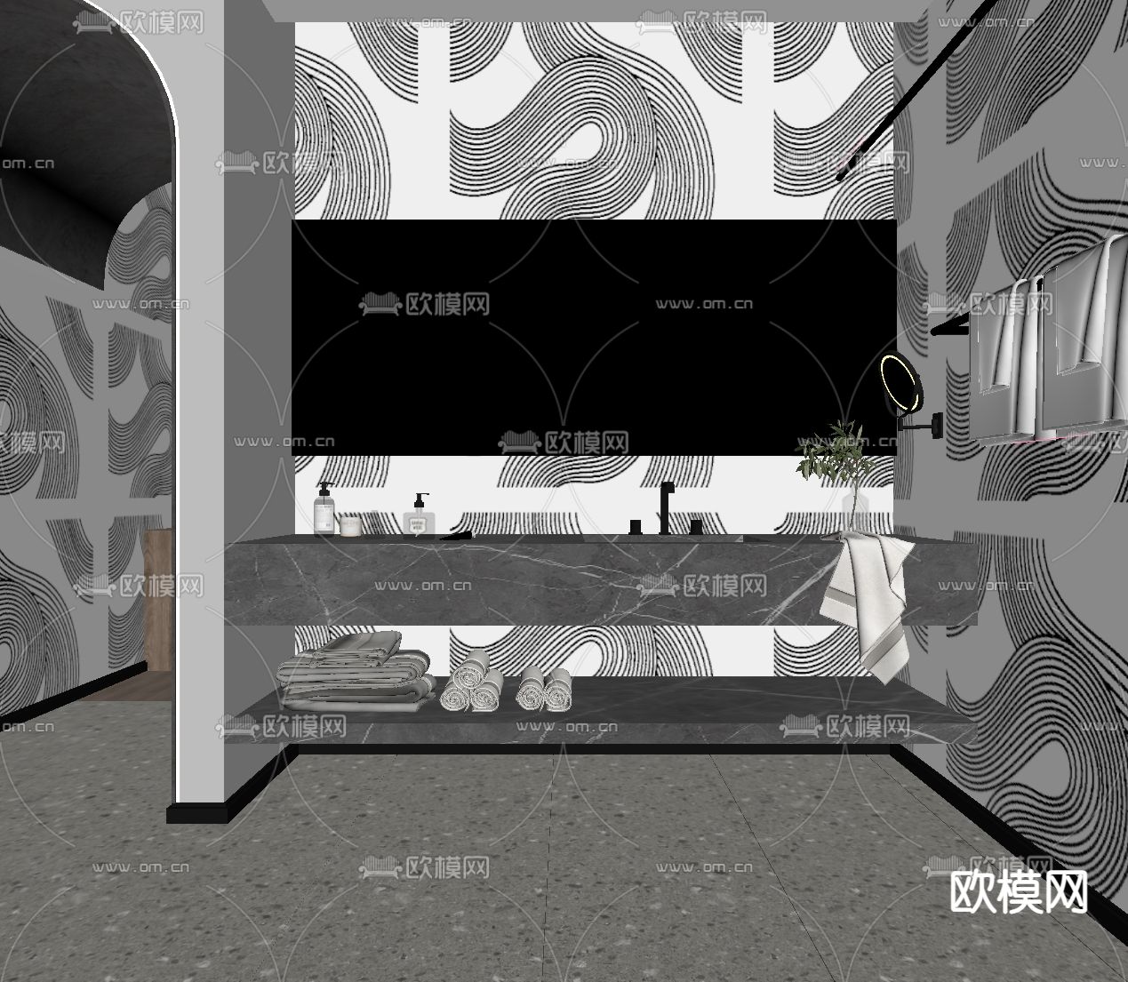 侘寂民宿卫生间su模型下载（渲染图2）