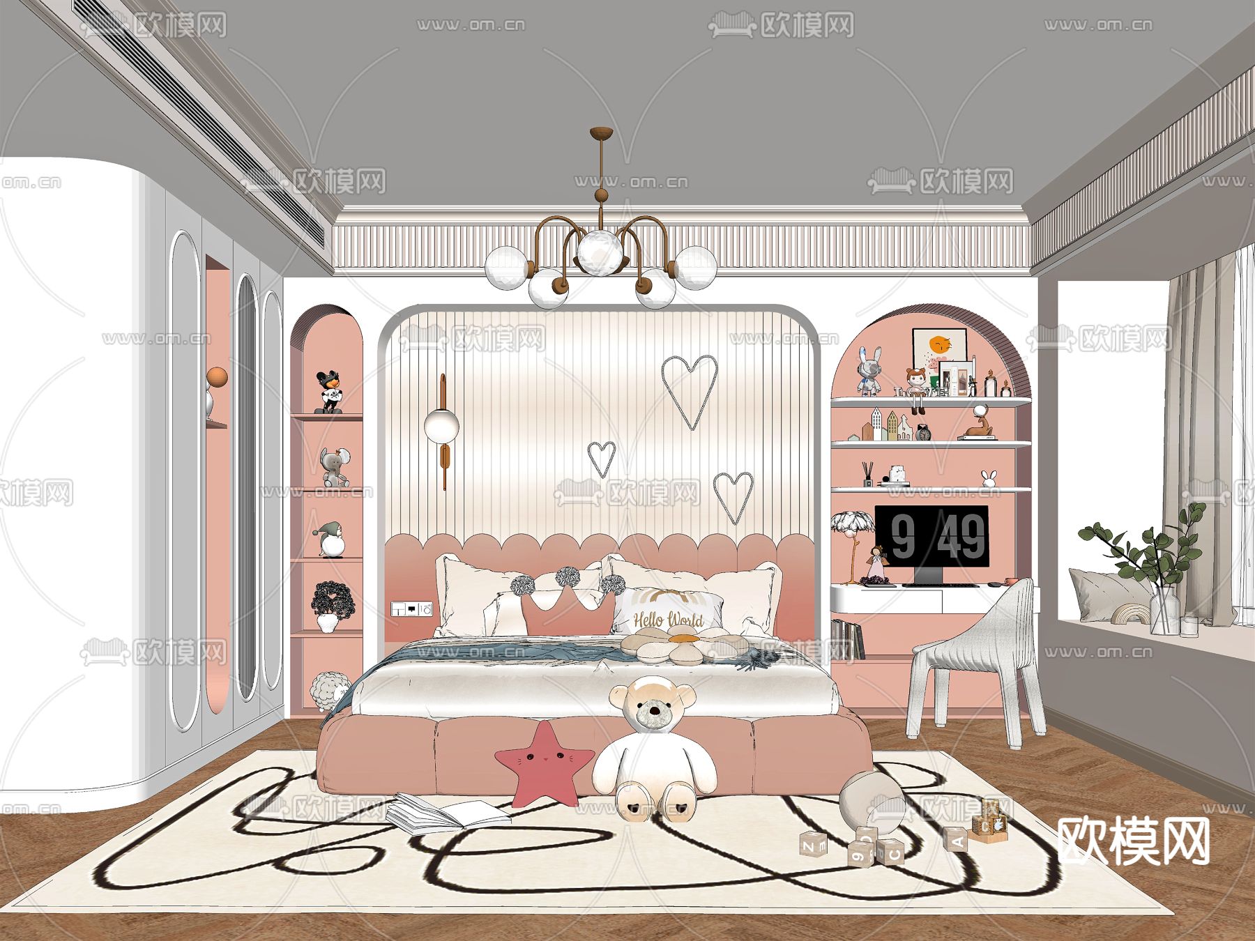 北欧女孩房su模型下载（渲染图2）