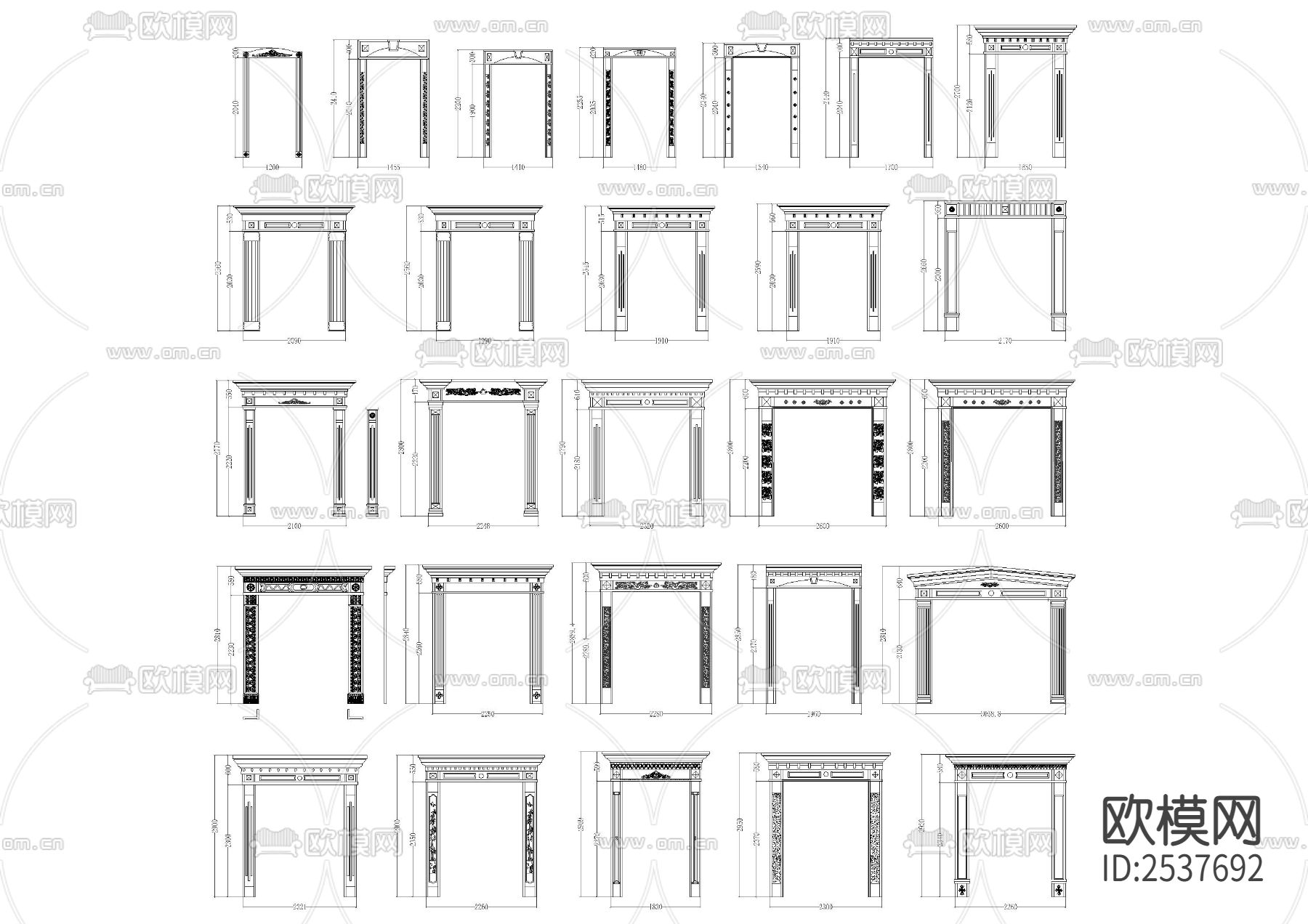 欧式门套门框门头CAD图库下载（渲染图2）