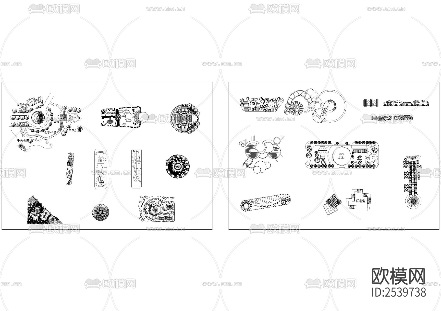 多类型景观小样设计cad图库下载（渲染图6）