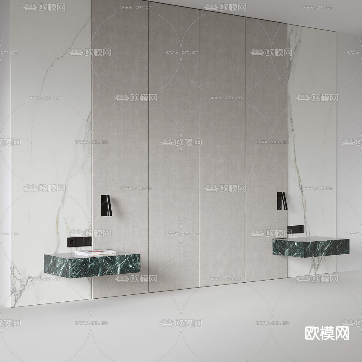 高级灰背景墙 护墙板3d模型