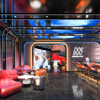  现代KTV大厅su模型 