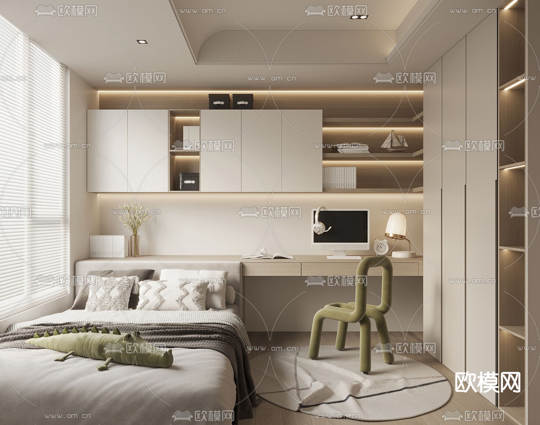榻榻米卧室 次卧3d模型下载