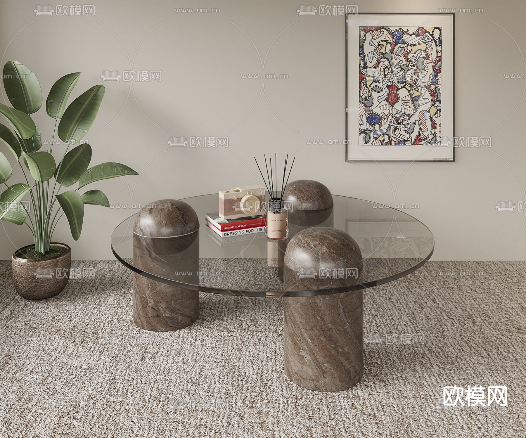 现代茶几3d模型下载