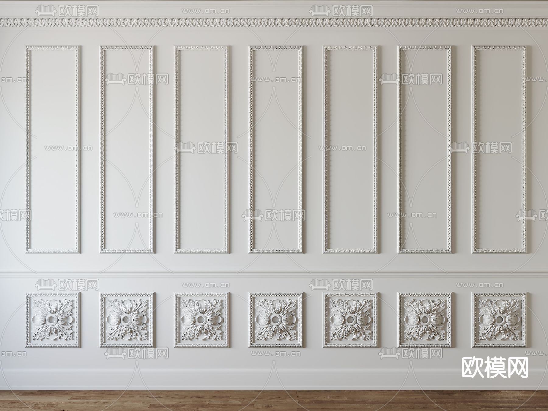 简欧雕花 护墙板3d模型下载