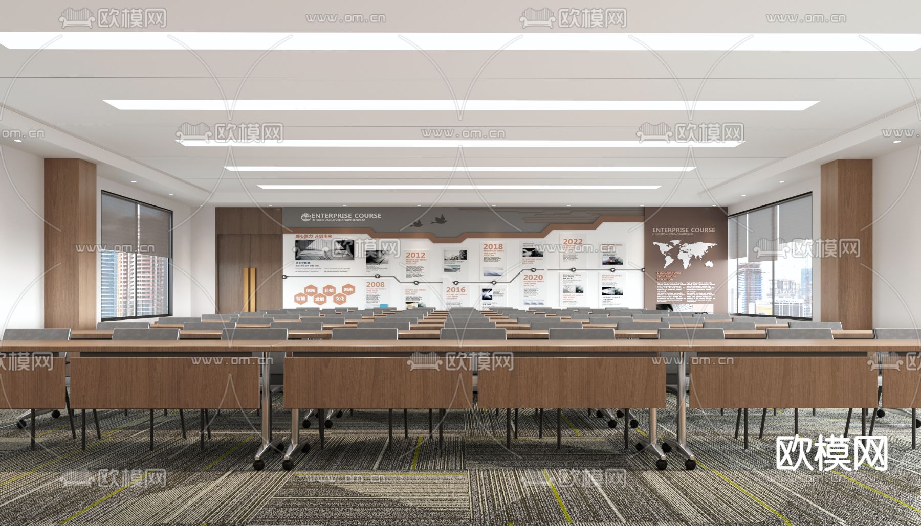 现代讲堂 会议室3d模型下载（渲染图2）