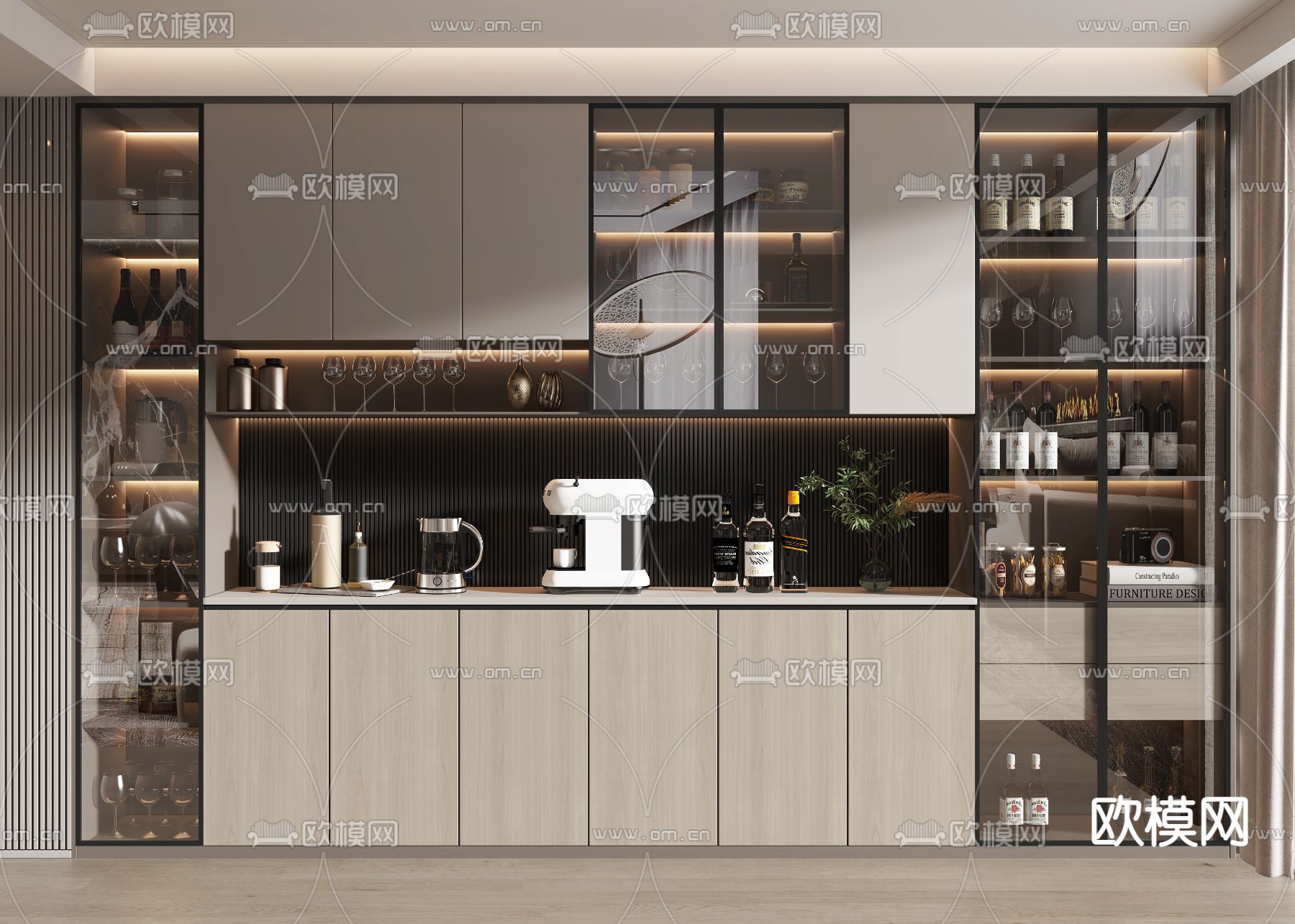 现代酒柜3d模型下载