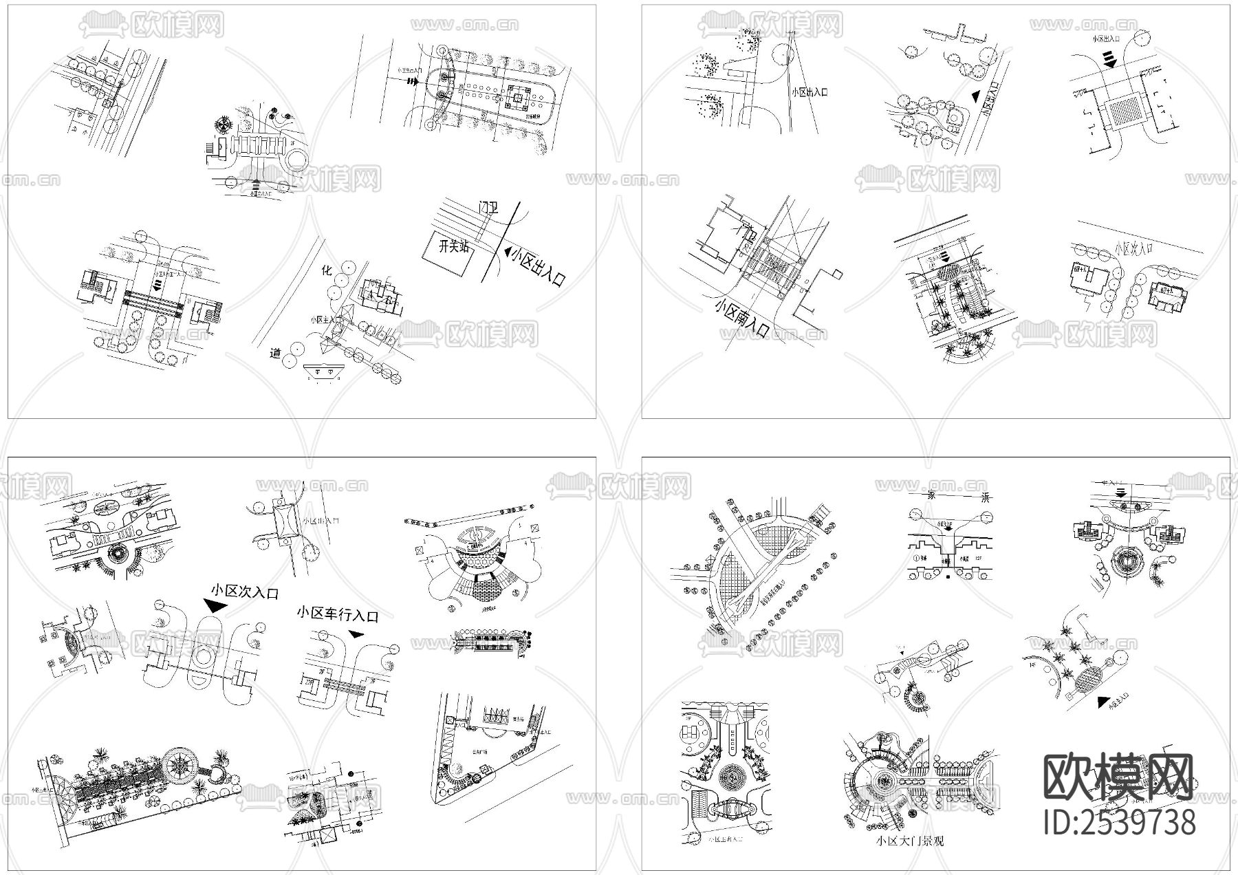 多类型景观小样设计cad图库下载（渲染图2）