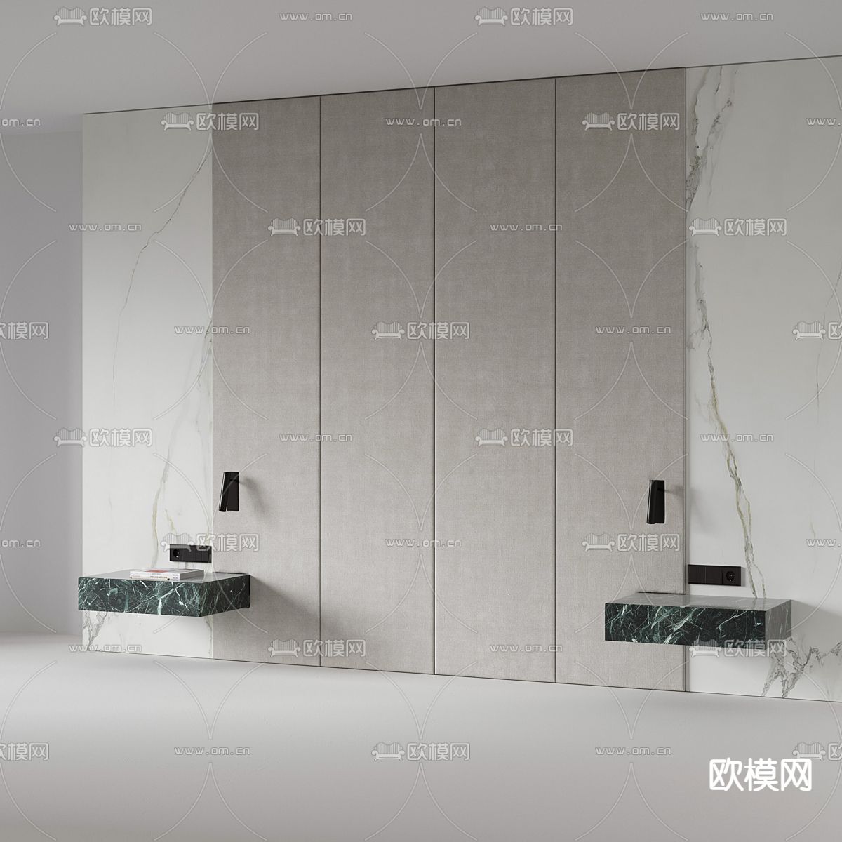 高级灰背景墙 护墙板3d模型