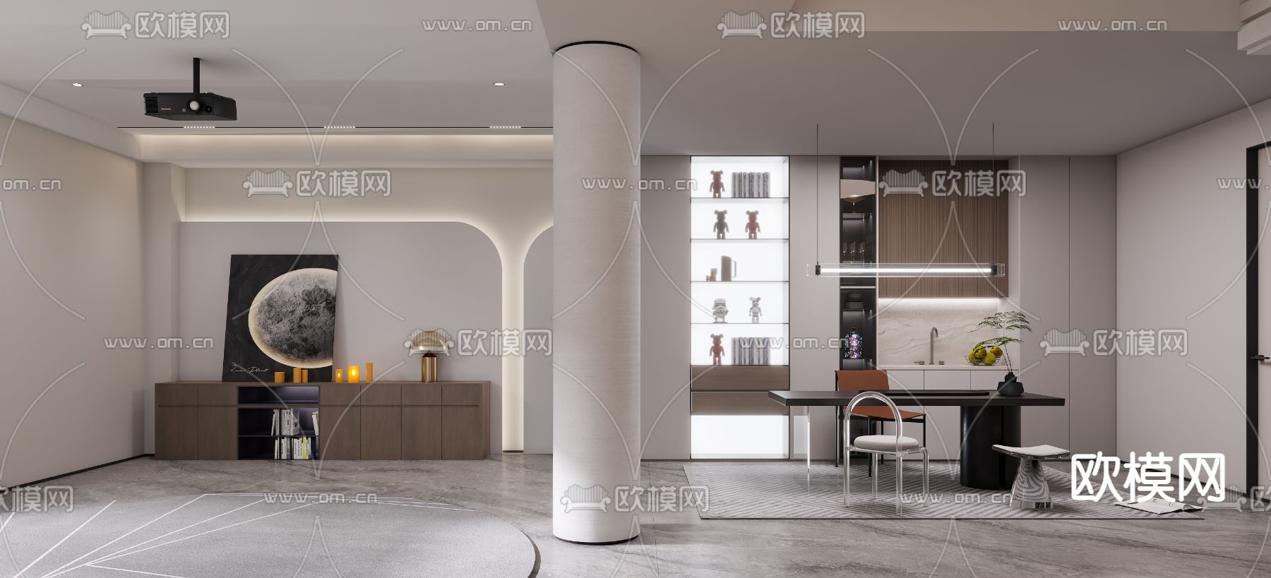 影音室 别墅休闲区3d模型下载（渲染图4）