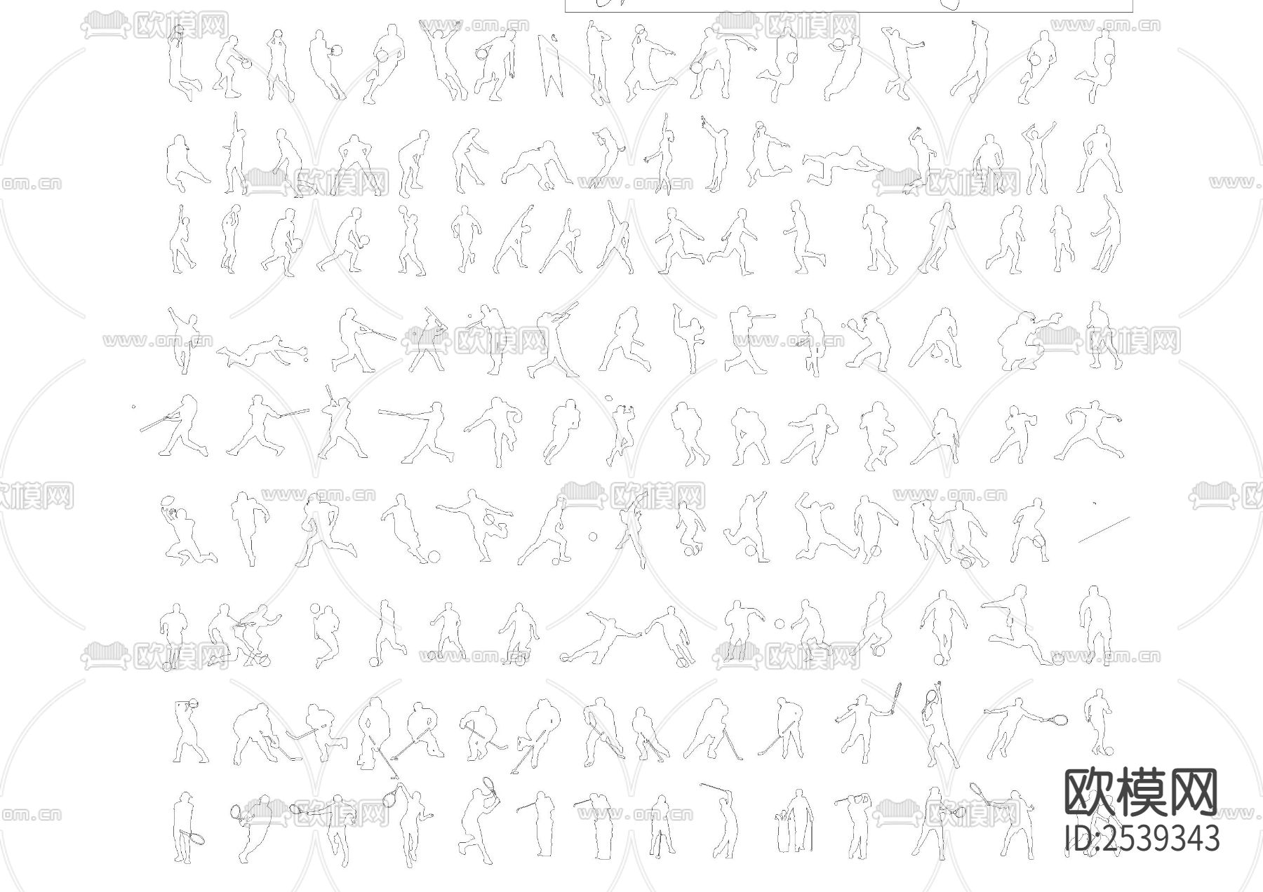 运动人物动作CAD图库下载（渲染图5）