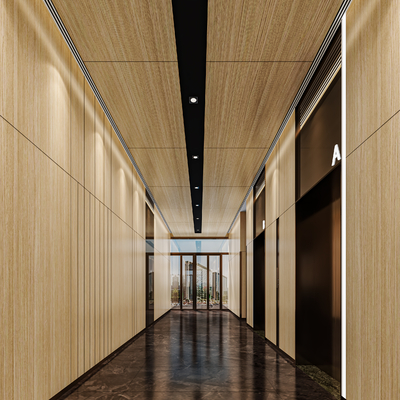  现代电梯间 电梯厅su模型 