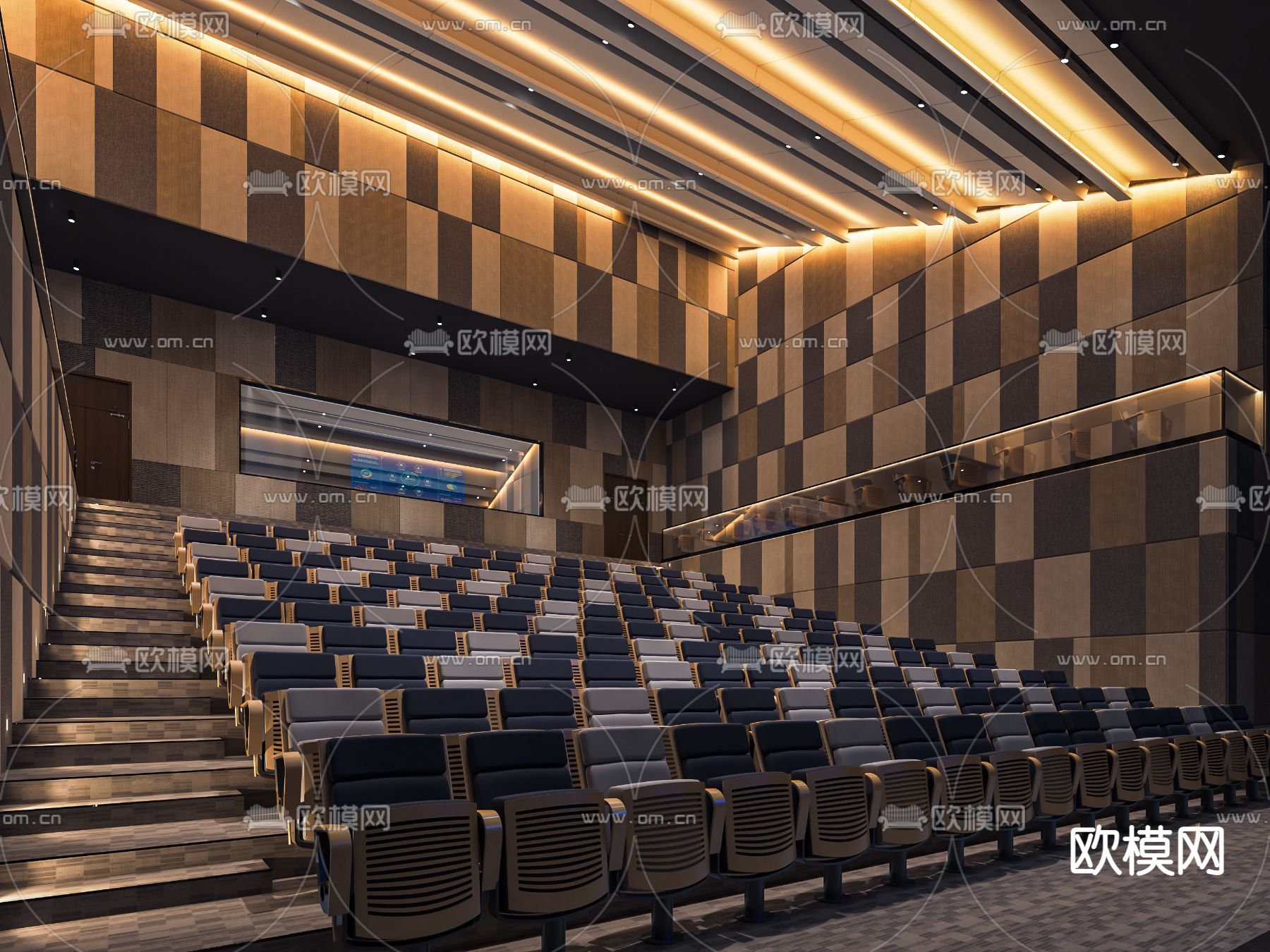 现代电影院放映厅su模型下载