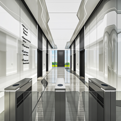  现代电梯间 电梯厅su模型 