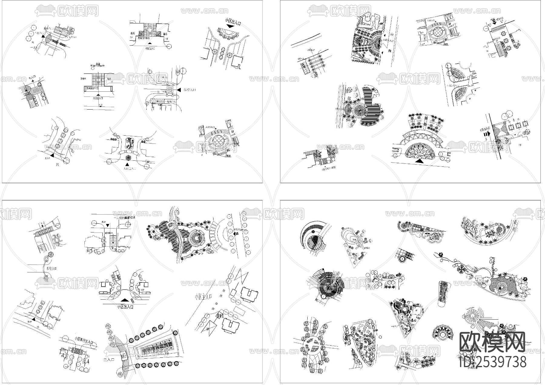 多类型景观小样设计cad图库下载（渲染图3）