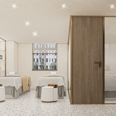  侘寂风美容院 美容会所su模型 