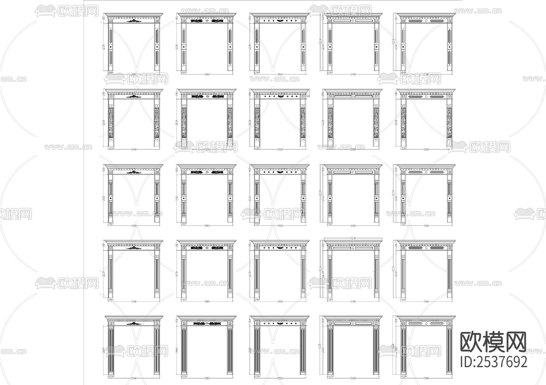 欧式门套门框门头CAD图库下载（渲染图1）
