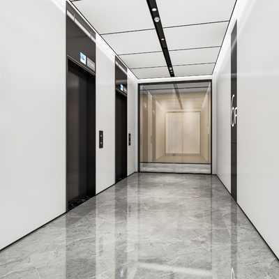  现代电梯间 电梯厅su模型 