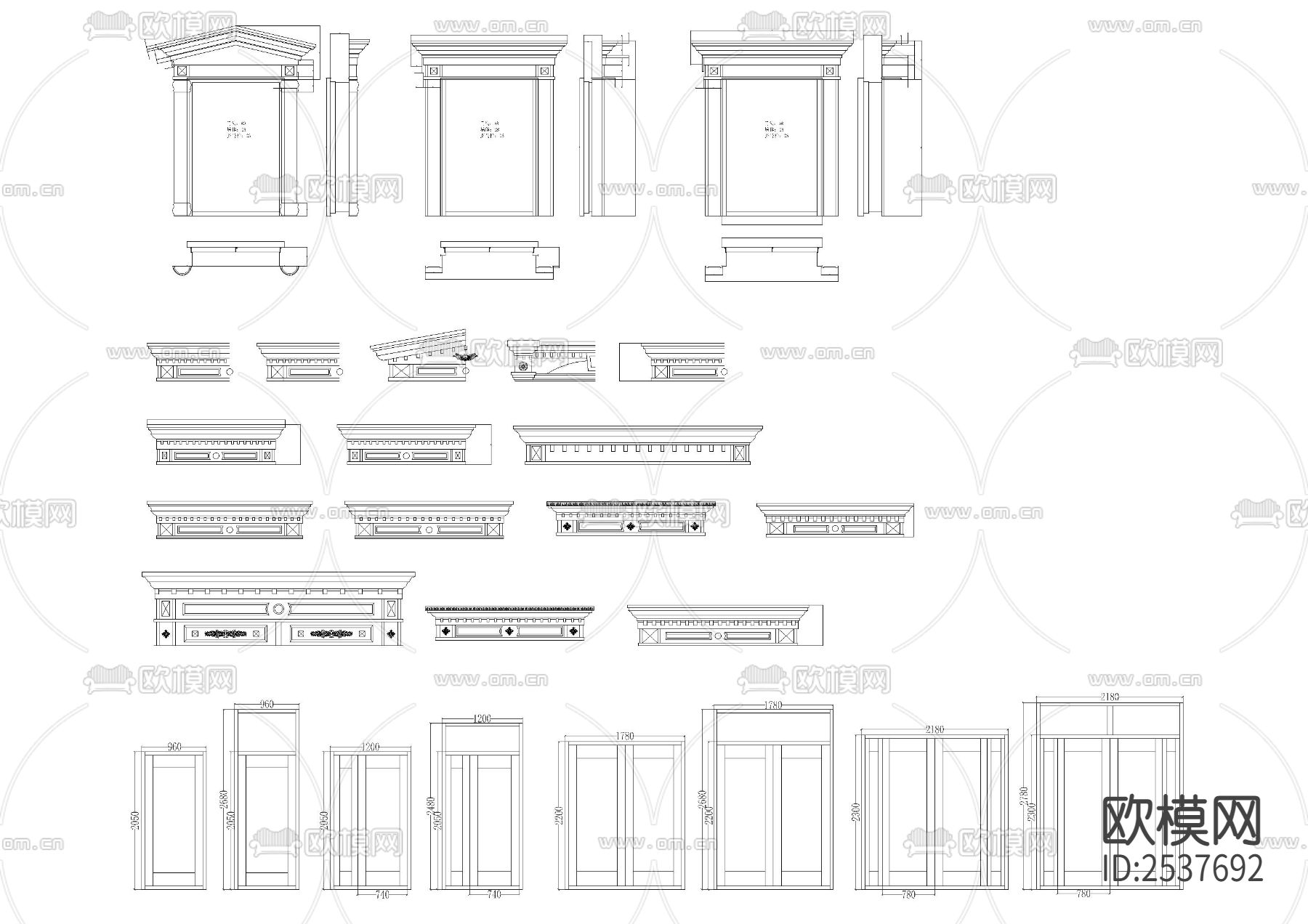 欧式门套门框门头CAD图库下载（渲染图5）