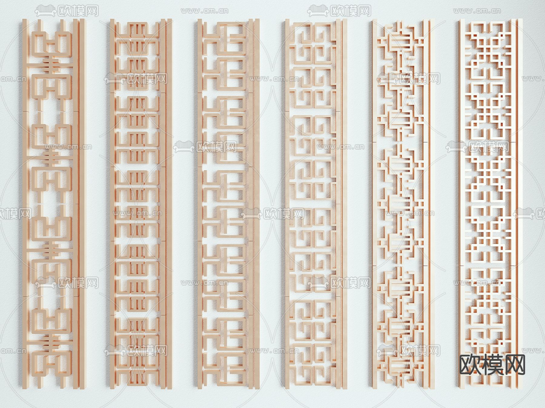 新中式雕花 线条3d模型下载