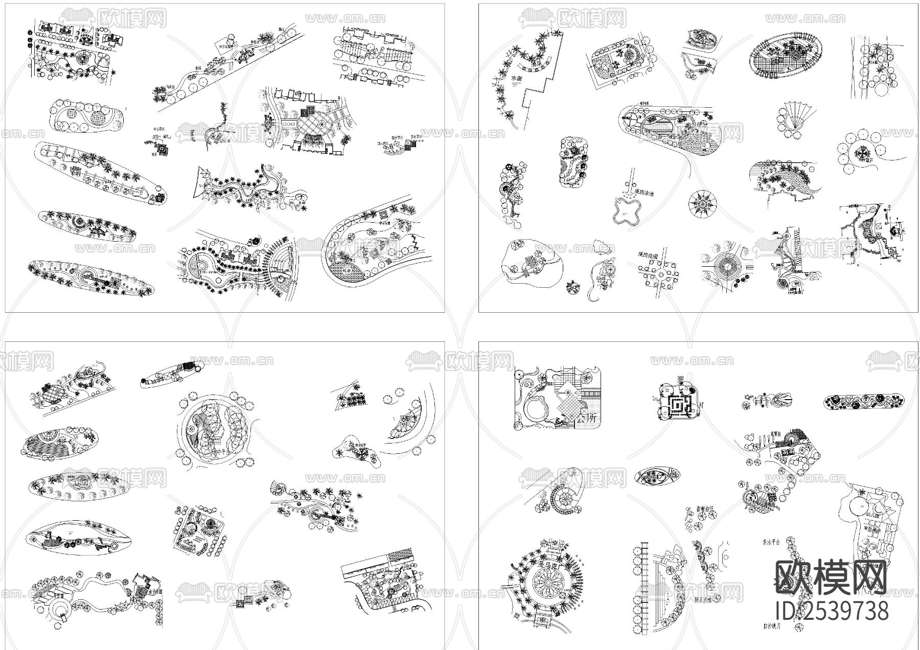 多类型景观小样设计cad图库下载（渲染图4）