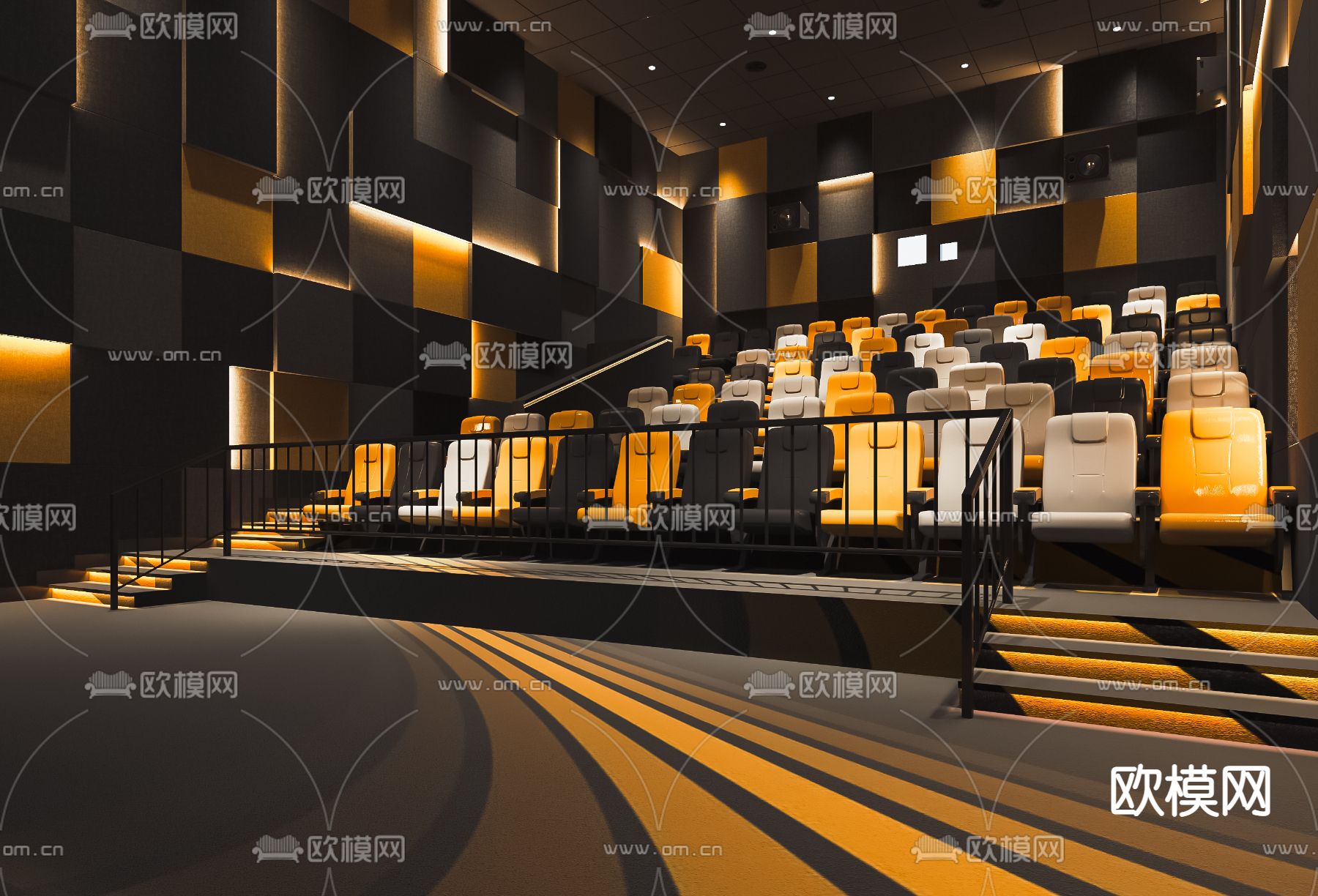 现代电影院放映厅su模型下载