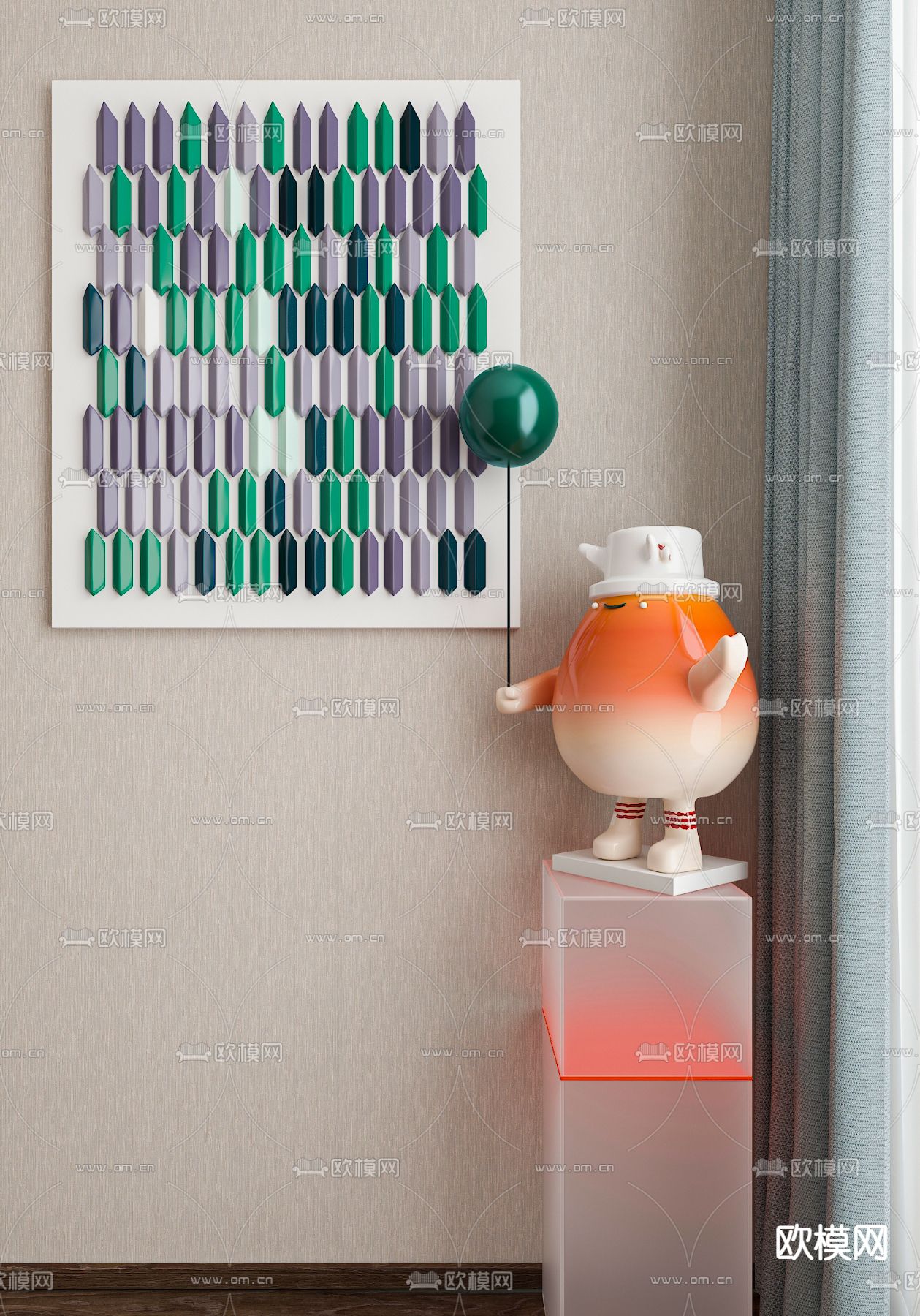 现代潮玩雕塑su模型下载（渲染图1）