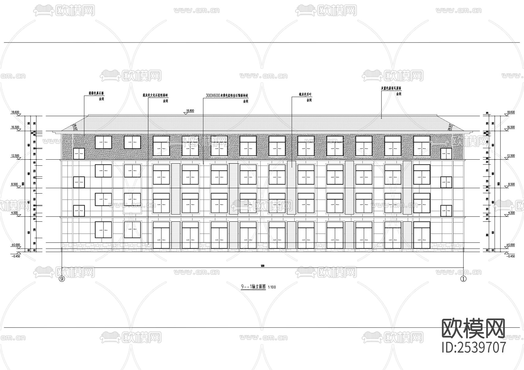 某小学建筑景观cad施工图下载（渲染图1）