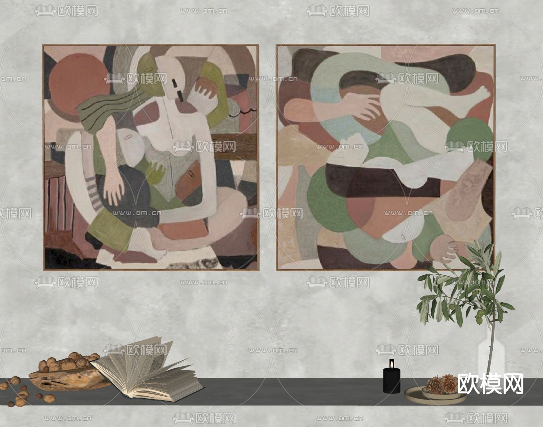 抽象装饰画su模型下载（渲染图2）