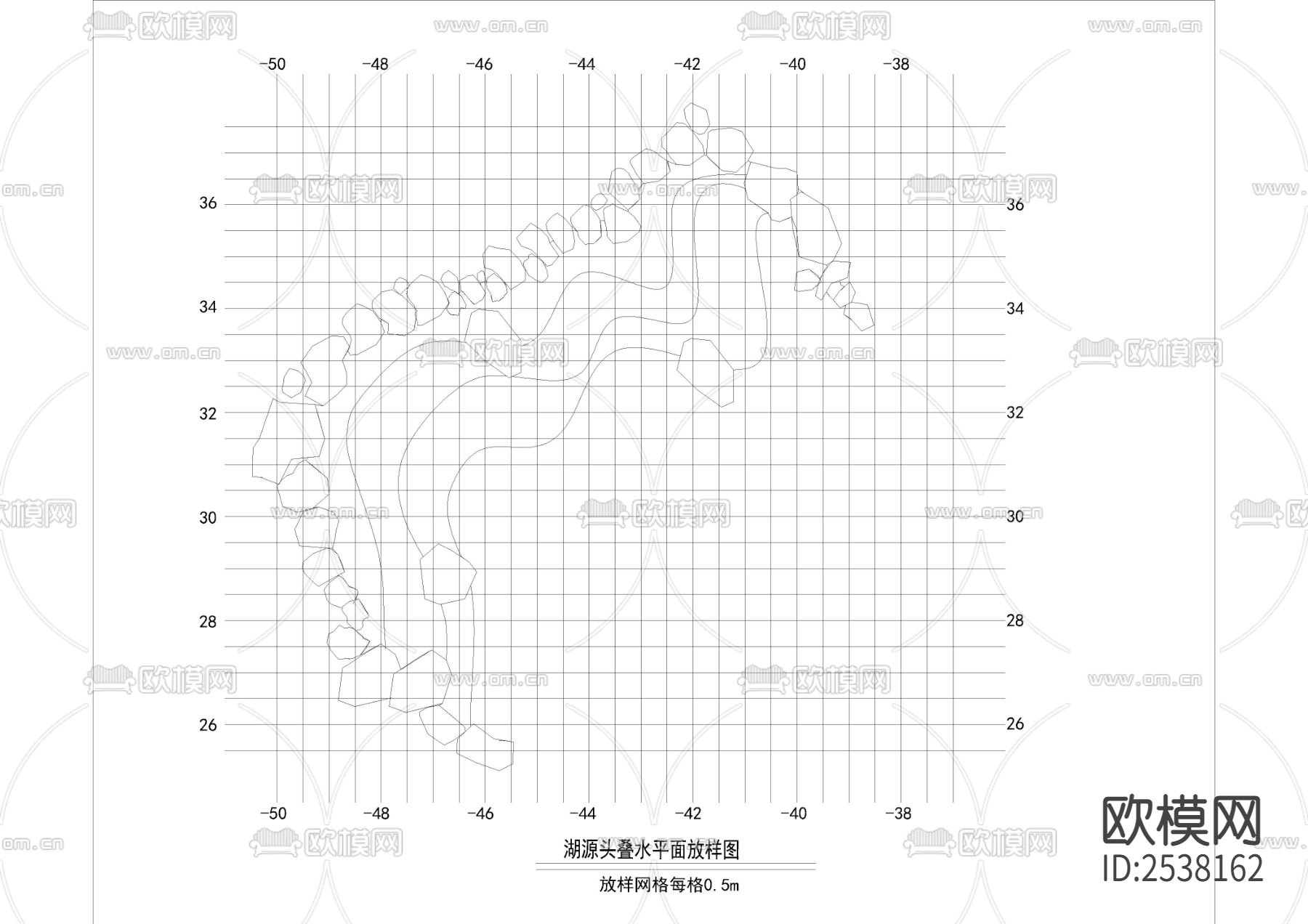 湖源头叠水CAD节点大样下载（渲染图4）
